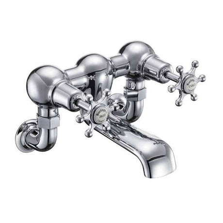 Burlington Birkenhead traditional chrome wall-mounted bath filler tap with cross handles and vintage design