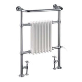 Burlington Trafalgar chrome radiator towel rail with white radiator insert, 950mm high x 640mm wide, elegant and functional bathroom heating accessory