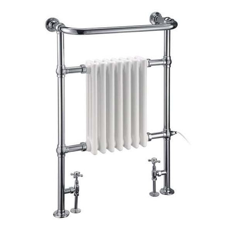 Burlington Trafalgar chrome radiator towel rail with white radiator insert, 950mm high x 640mm wide, elegant and functional bathroom heating accessory