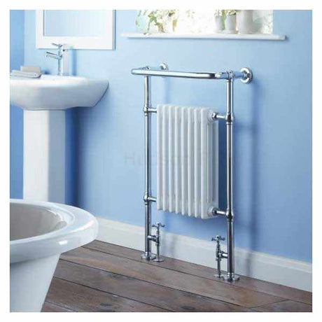 Burlington Trafalgar chrome radiator towel rail 950mm high x 640mm wide in stylish bathroom setting