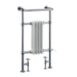 Burlington Bloomsbury white and chrome radiator towel rail with brass construction and vintage design, 950mm high by 500mm wide.