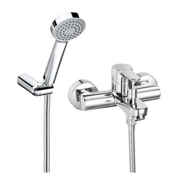 Roca L20 Bath Shower Mixer Tap Wall Mounted with Kit In Chrome - 5A010