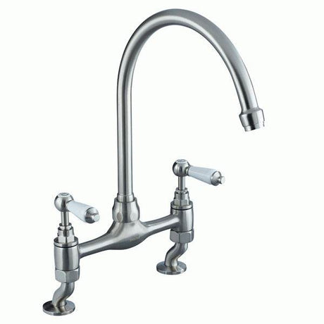 Bristan Renaissance Dual Handle Bridge Kitchen Sink Mixer Tap - Brushed Nickel - RS DSM BN