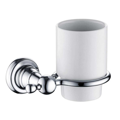 Bristan 1901 Traditional chrome plated tumbler and brass holder wall-mounted bathroom accessory