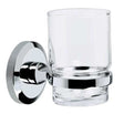 Bristan Solo wall mounted chrome toothbrush and tumbler holder with glass cup and sleek design