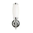 Burlington ornate bathroom wall light with chrome finish and frosted glass diffuser, 360mm high x 120mm wide, splashproof and energy-efficient LED