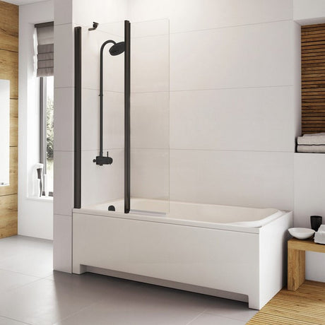 Roman Haven6 Inward Folding Bath Screen 1500 x 910mm - Black Frame - H2D6CB