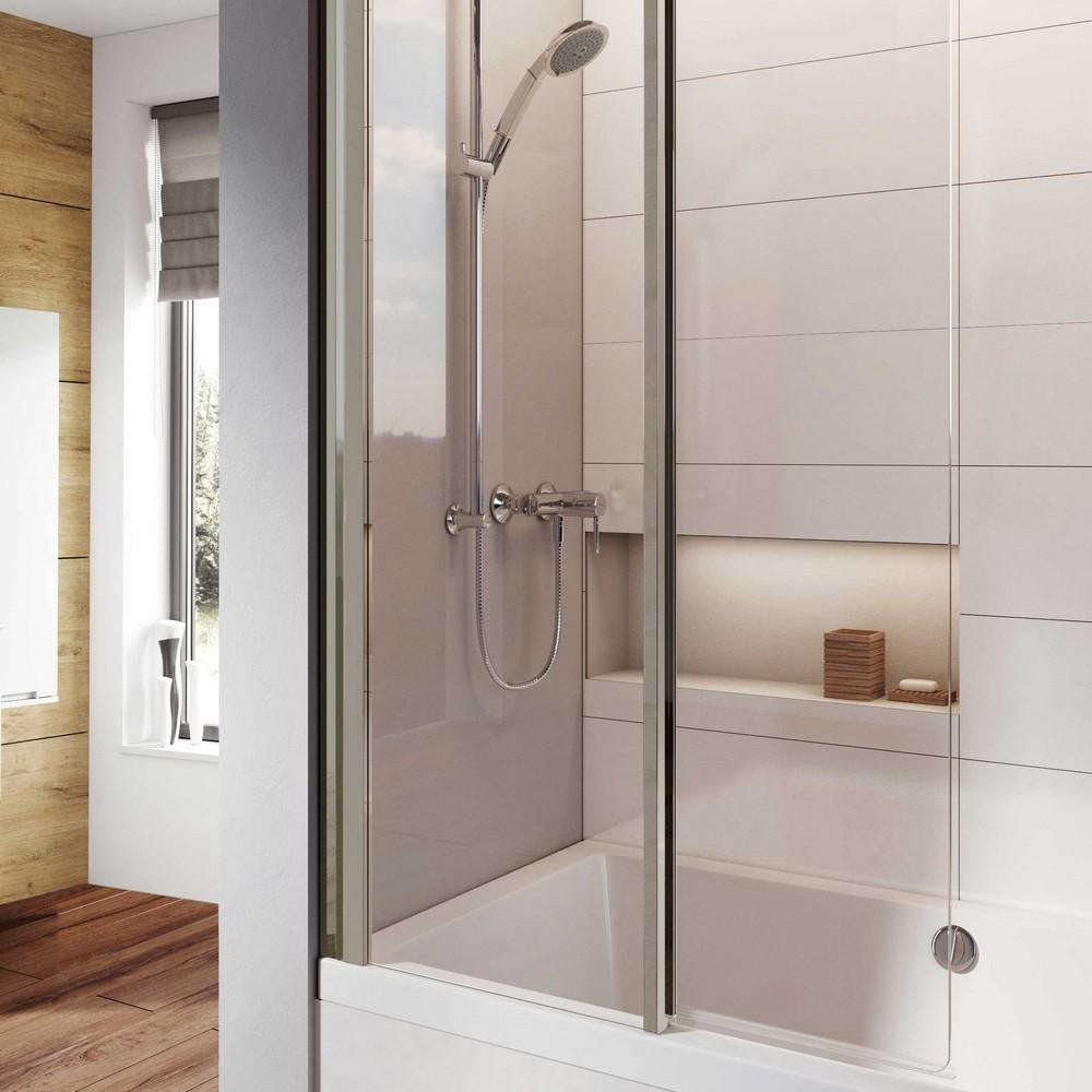 Roman Haven8 Inward Folding Bath Screen 1500 x 910mm - Silver - H4D6CS