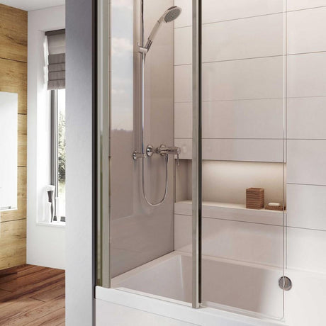 Roman Haven8 Inward Folding Bath Screen 1500 x 910mm - Silver - H4D6CS