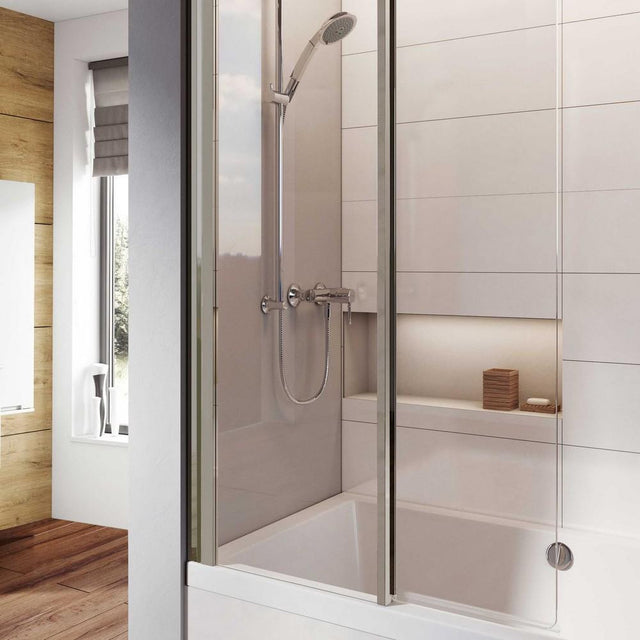 Roman Haven8 Inward Folding Bath Screen 1500 x 910mm - Silver - H4D6CS
