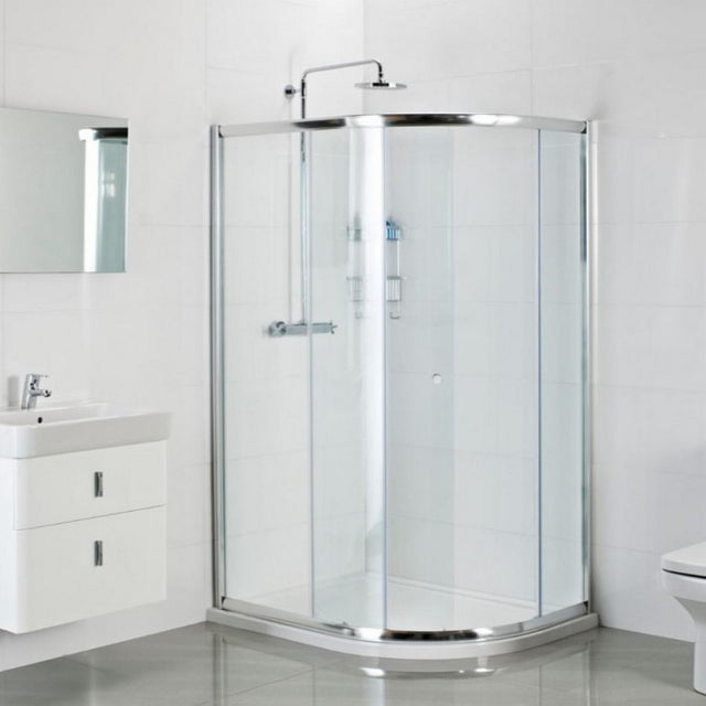 Roman Haven One Door Offset Quadrant Shower Enclosure 800 x 1000mm - Polished Silver - H3SQ810CS
