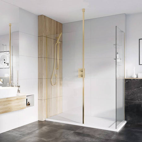 Roman Haven Select 10mm Wetroom Panel 1400mm - Brushed Brass - H10SP14CBR