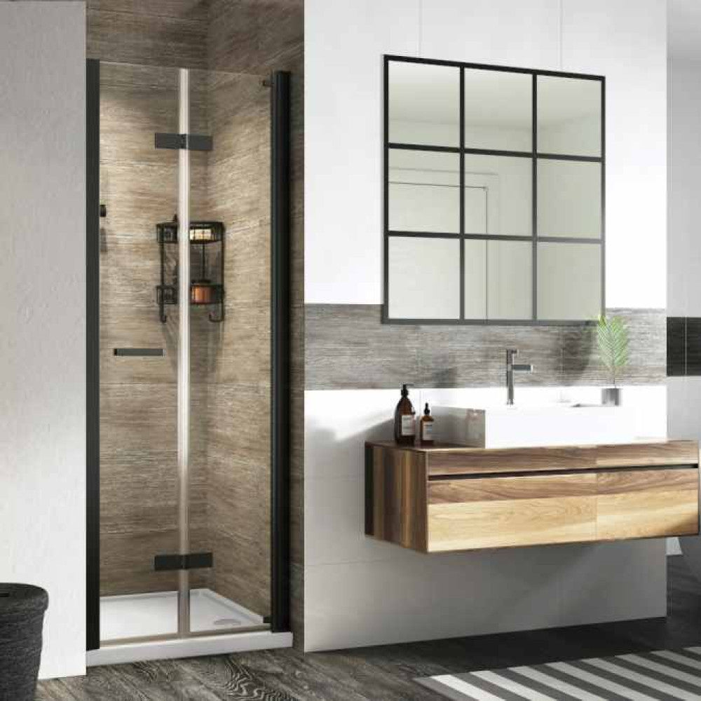 Roman Innov8 Alcove Bifold Shower Door 800mm - Matt Black - N2V813B