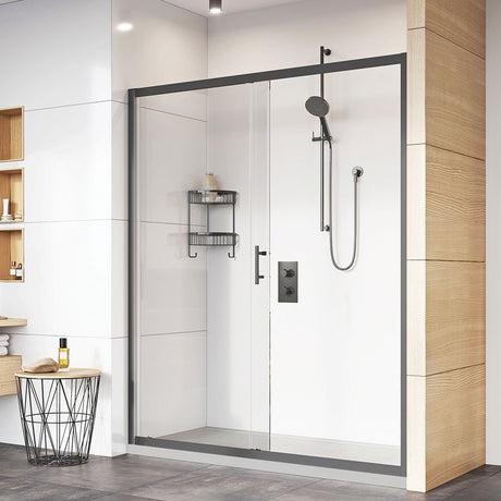 Roman Innov8 Sliding Shower Door Alcove Fitting 1200mm - Matt Black - N2T1213B