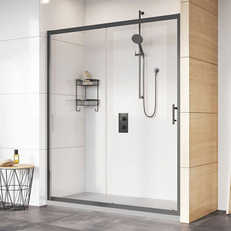 Roman Innov8 Sliding Shower Door Alcove Fitting 1700mm - Matt Black - N2T1713B