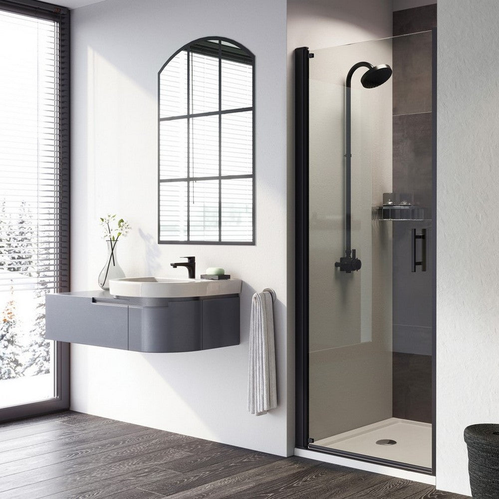 Roman Innov8  Alcove Pivot Shower Door 760mm - Matt Black - N2F7613B