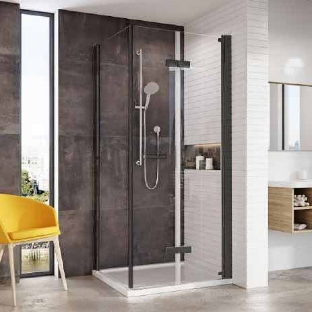 Roman Innov8 Bifold Shower Door 760mm - Matt Black - N2V7613CB - TAP 'N' SHOWER