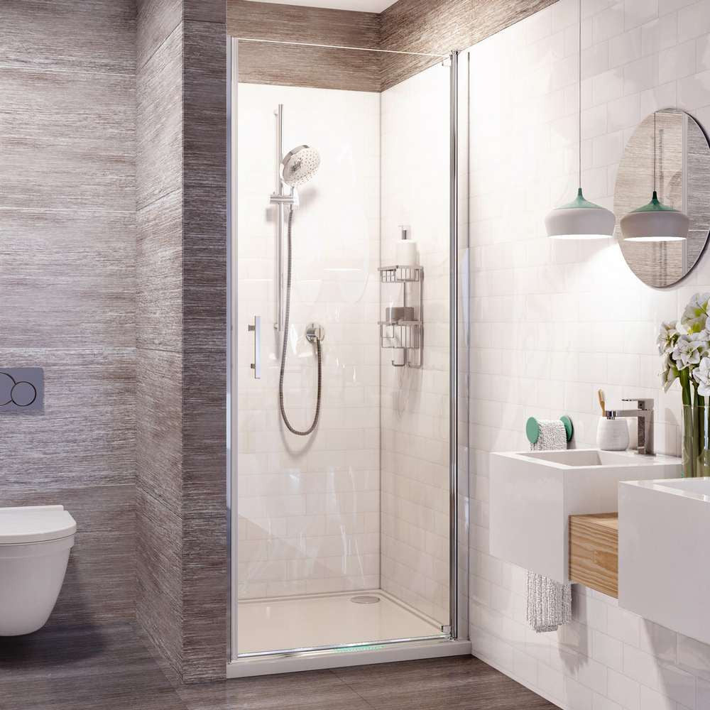 Roman Innov8 Alcove Pivot Shower Door 900mm - Bright Silver - N2F913S