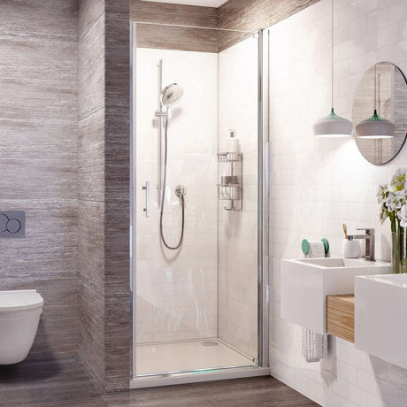 Roman Innov8 Alcove Pivot Shower Door 900mm - Bright Silver - N2F913S