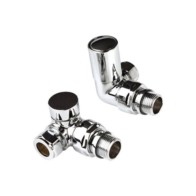 Kartell Modern Corner Radiator Valves 15mm Pair - Chrome - CRNV - TAP 'N' SHOWER