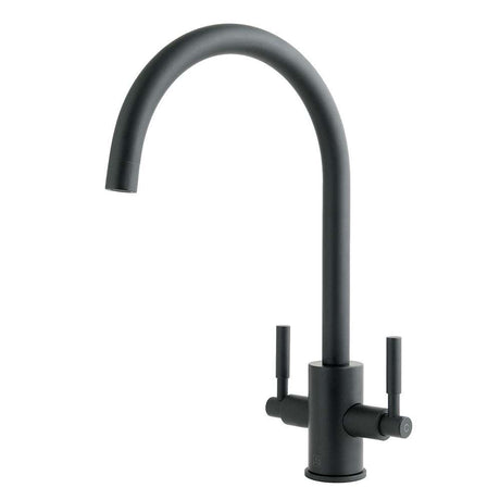 JTP Newbury Dual Lever Matt Black Kitchen Sink Mixer - MBN182