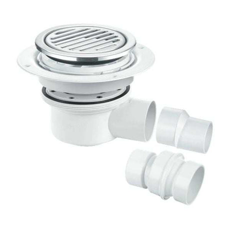 Mcalpine 125mm Circular Polished Stainless Steel Two-Piece 50mm Water Seal Gully for Tiled or Stone Floors - TSG52-R125SS