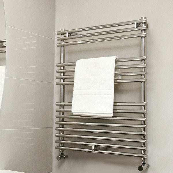 Vogue Stella Heated Towel Rail 800mm High x 450mm Wide, Dual Fuel - MD034 SS0800450PS-HE