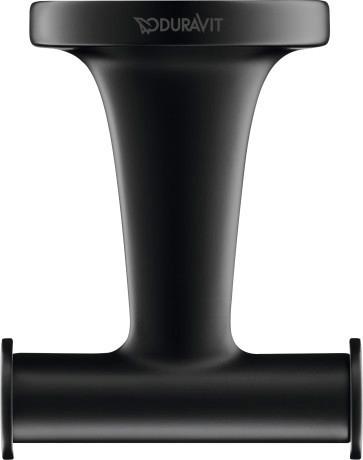 Duravit Starck T Wall Mounted Double Towel Hook 60 x 76 x 50mm - Matt Black - 0099304600 - TAP 'N' SHOWER