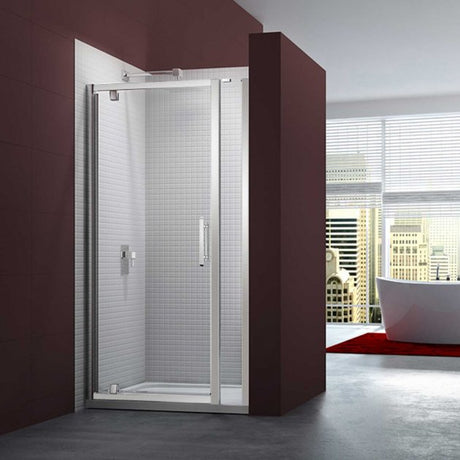 Merlyn 6 Series 900mm Wide Pivot Shower Door and 140mm Inline Panel - 8mm Glass - M61221P1H