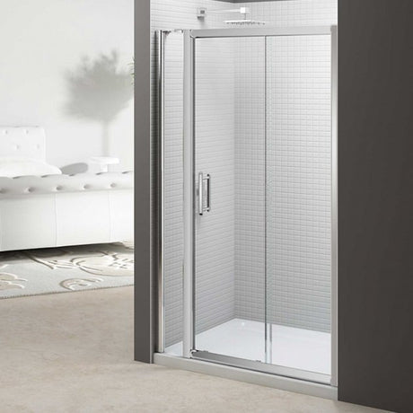 Merlyn 6 Series 1000mm Wide Sliding Shower Door and 140mm Inline Panel - 6mm Glass - M68231P1H