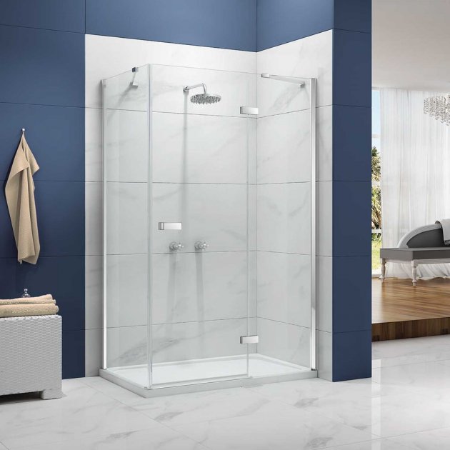 Merlyn Ionic Essence 900mm Wide Hinged Shower Door and Inline Panel 8mm Glass - A0111D0