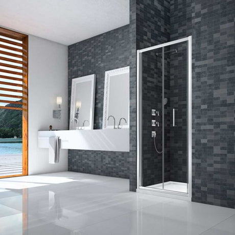 Merlyn Ionic Essence 900mm Wide Framed Bi-Fold Shower Door - 6mm Glass - Chrome - DWH00D0