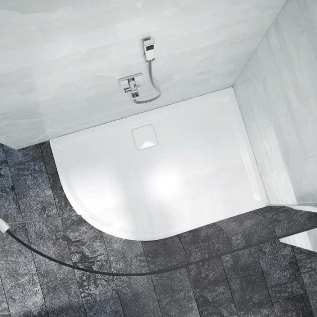 Merlyn Level25 Left Handed 1200mm x 900mm Offset Quadrant Shower Tray with Waste -  White - L129QL