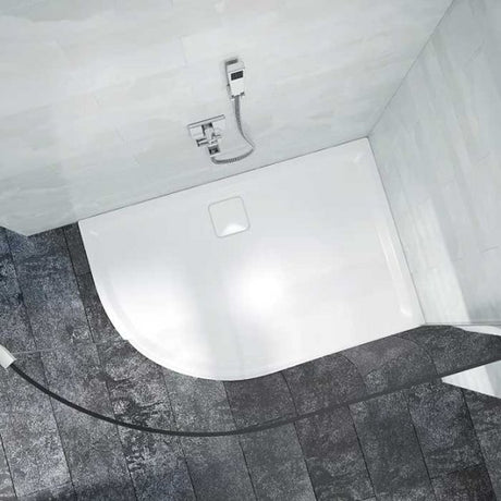 Merlyn Level25 Left Handed 1200mm x 900mm Offset Quadrant Shower Tray with Waste -  White - L129QL