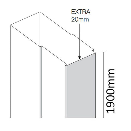 Merlyn Ionic Access Shower Door Extension Profile 20mm Adjustment - Chrome - A0214B0
