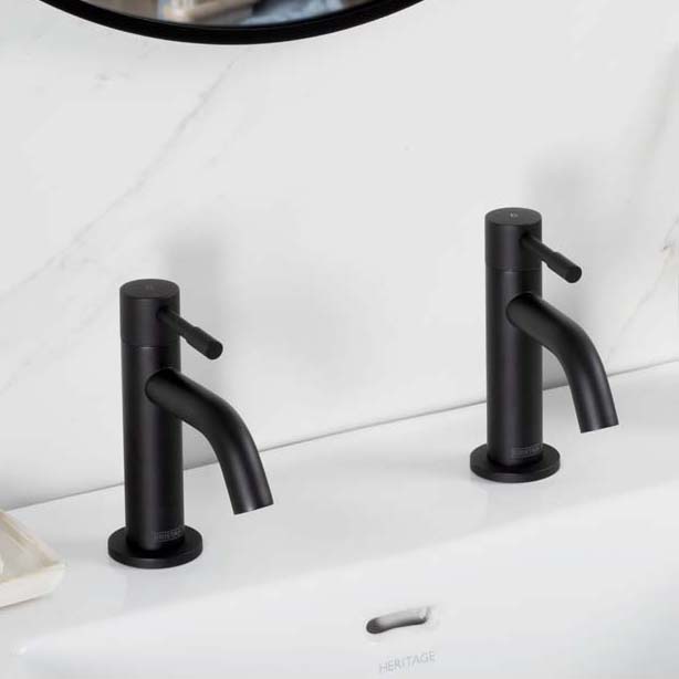 Bristan Mila Basin Pillar Taps - Black - MI 1/2 BLK
