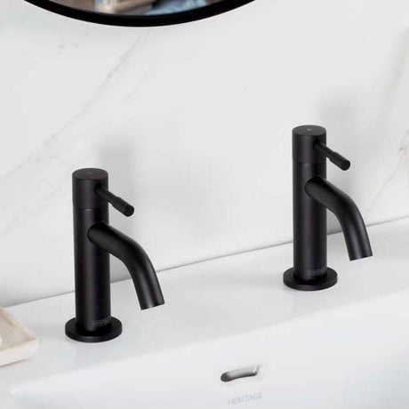Bristan Mila Basin Pillar Taps - Black - MI 1/2 BLK