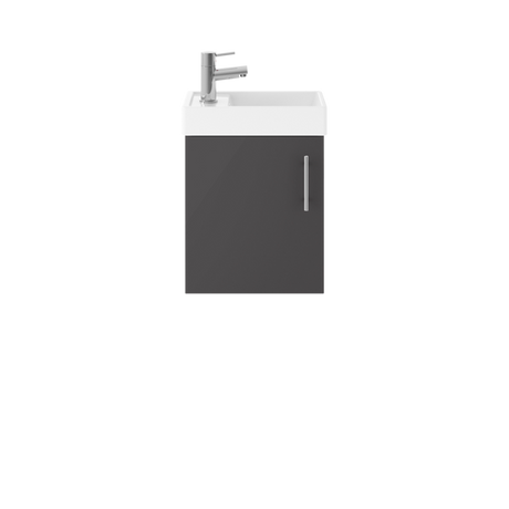 Nuie Vault 1-Door Wall Hung Vanity Unit with Basin 400mm Wide - Gloss Grey - MIN013