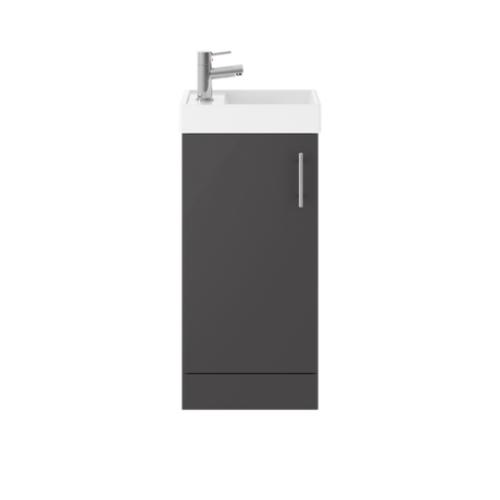 Nuie Vault 1-Door Floor Standing Vanity Unit with Basin 400mm Wide - Gloss Grey - MIN014