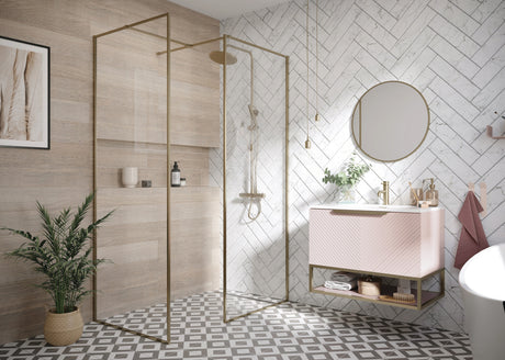 Scudo Minos Framed Glass Panel 700mm - Brushed Brass - MINFRAME700BB