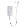 Mira Jump 7.5kW white electric shower with chrome adjustable showerhead and separate power and temperature controls