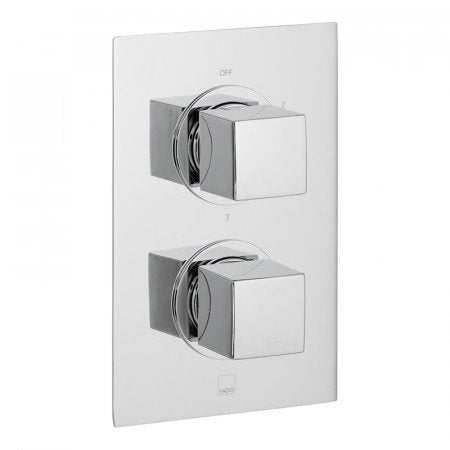 Vado Mix 3 Outlet chrome thermostatic shower valve with two square handles wall mounted