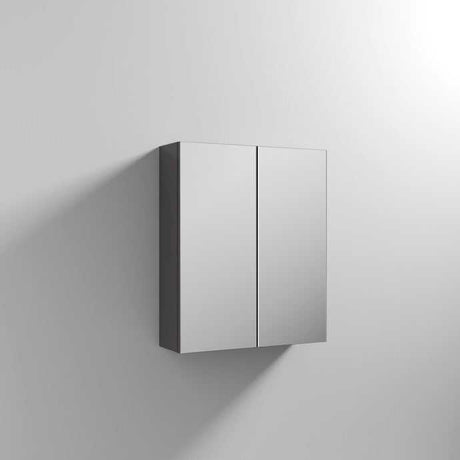 Nuie (50/50) Athena Mirrored Cabinet 600mm Wide - Gloss Grey - MOC323