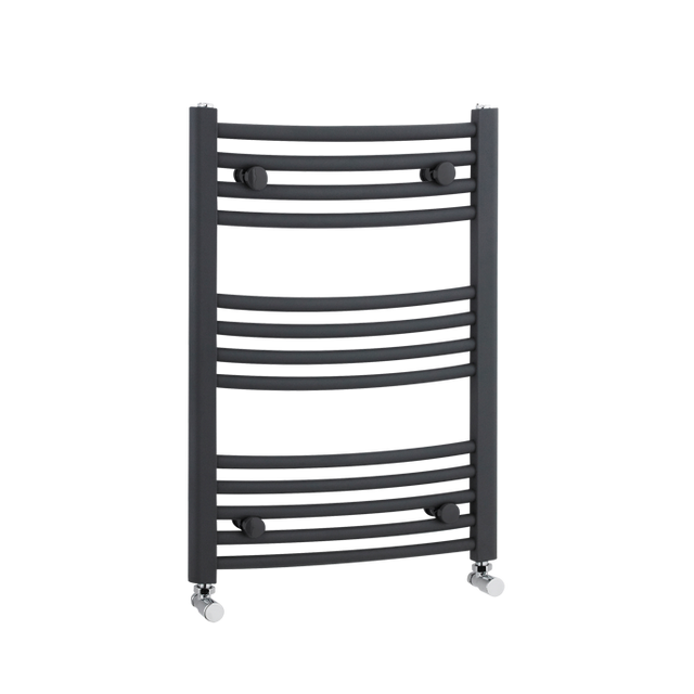 Nuie Curved Heated Towel Rail 700mm High x 500mm Wide - Anthracite - M