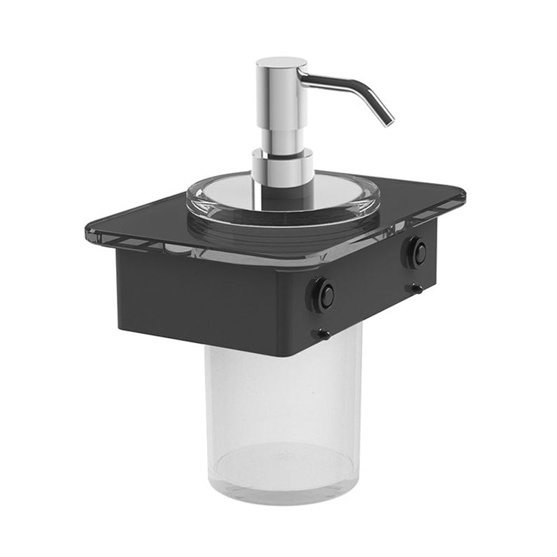 Vado Muse Soap Dispenser With 150mm Black Glass Shelf - Chrome - MUS-082B-BLK-CP