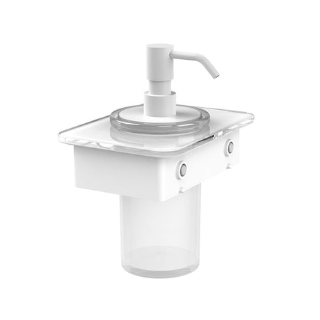 Vado Muse Soap Dispenser With 150mm White Glass Shelf - Matt White - MUS-082B-WHT-MW