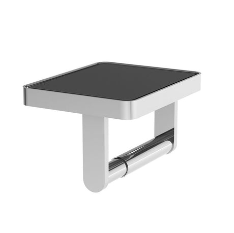Vado Muse Toilet Roll Holder with Black Glass Insert - Chrome - MUS-180-BLK-CP