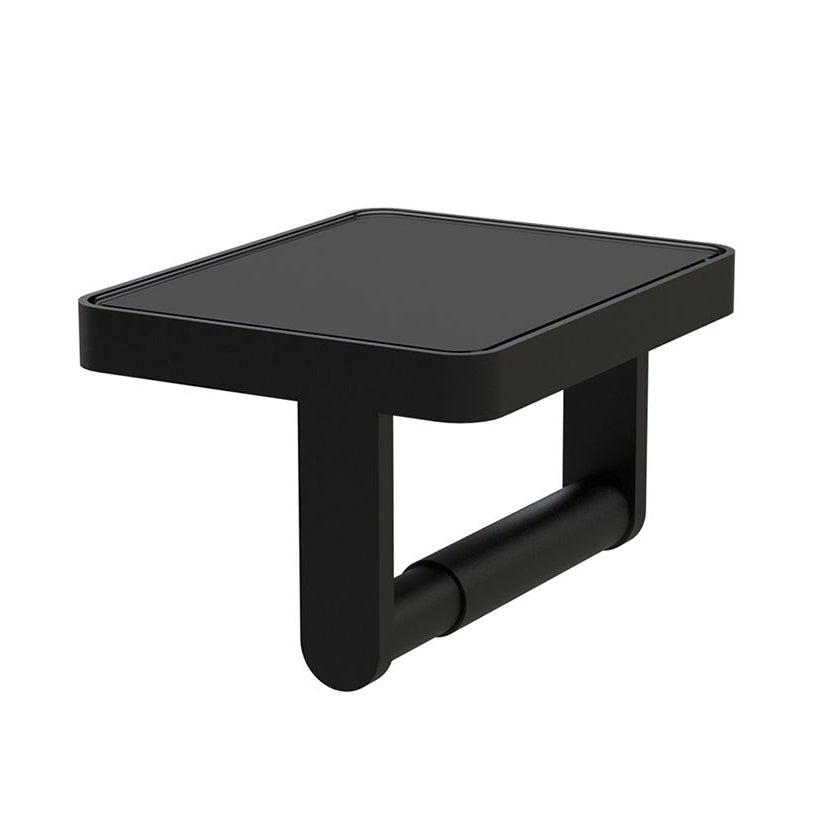 Vado Muse Toilet Roll Holder with Black Glass Insert - Matt Black - MUS-180-BLK-CP