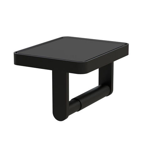 Vado Muse Toilet Roll Holder with Black Glass Insert - Matt Black - MUS-180-BLK-CP