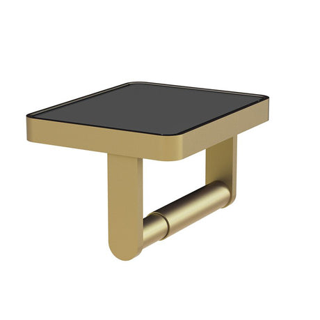 Vado Muse Toilet Roll Holder with Black Glass Insert - Satin Brass - MUS-180-BLK-SBR